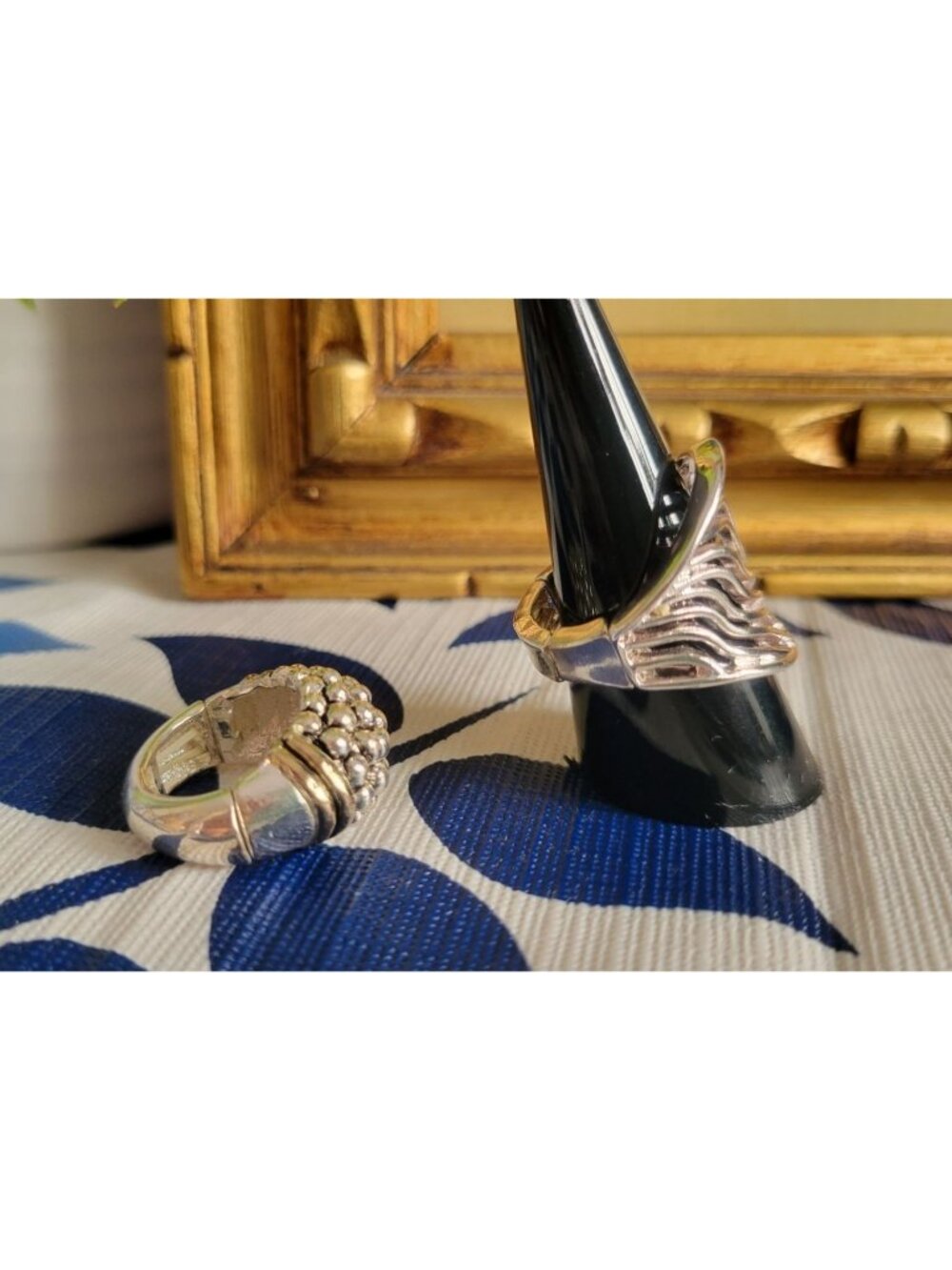 2- Rings, Silver Tone Elastic Adjustable Size - Picture 2 of 5